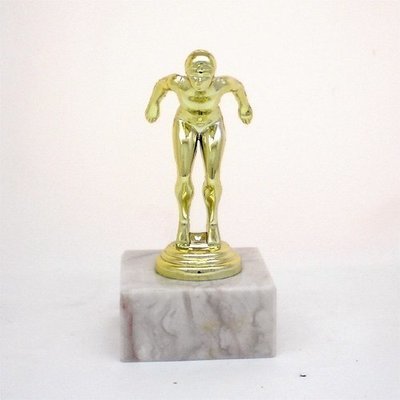 פסלון שחיה נשים על בסיס שיש גובה 13 ס"מ צבע זהב כולל הקדשה