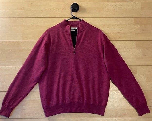 Men's Peter Millar Sweater, Size Medium, Burgandy Peter Millar Sweater, 1/4 Zip 100% Wool, 