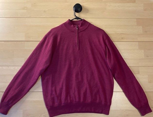 Men's Peter Millar Sweater, 1/4 Zip, Burgundy Peter Millar Sweater, 100% Merino Wool, Size Medium, Pullover Peter Millar 
