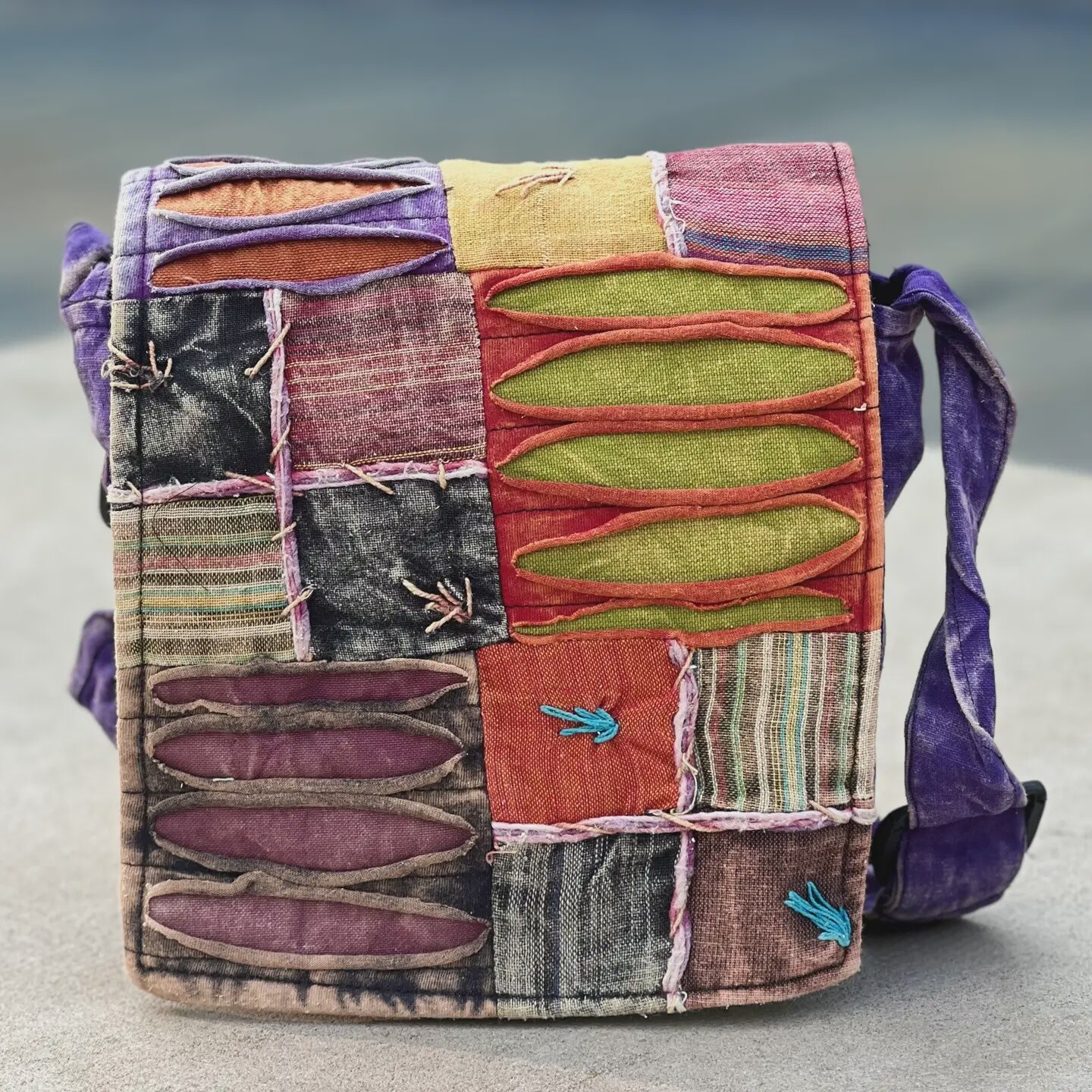 Handmade Hippie Small Cross Body Bag, Passport Bag Recycled