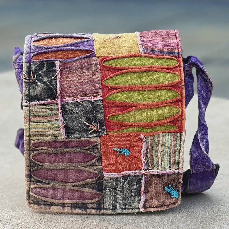 Handmade Hippie Small Cross Body Bag, Passport Bag Recycled