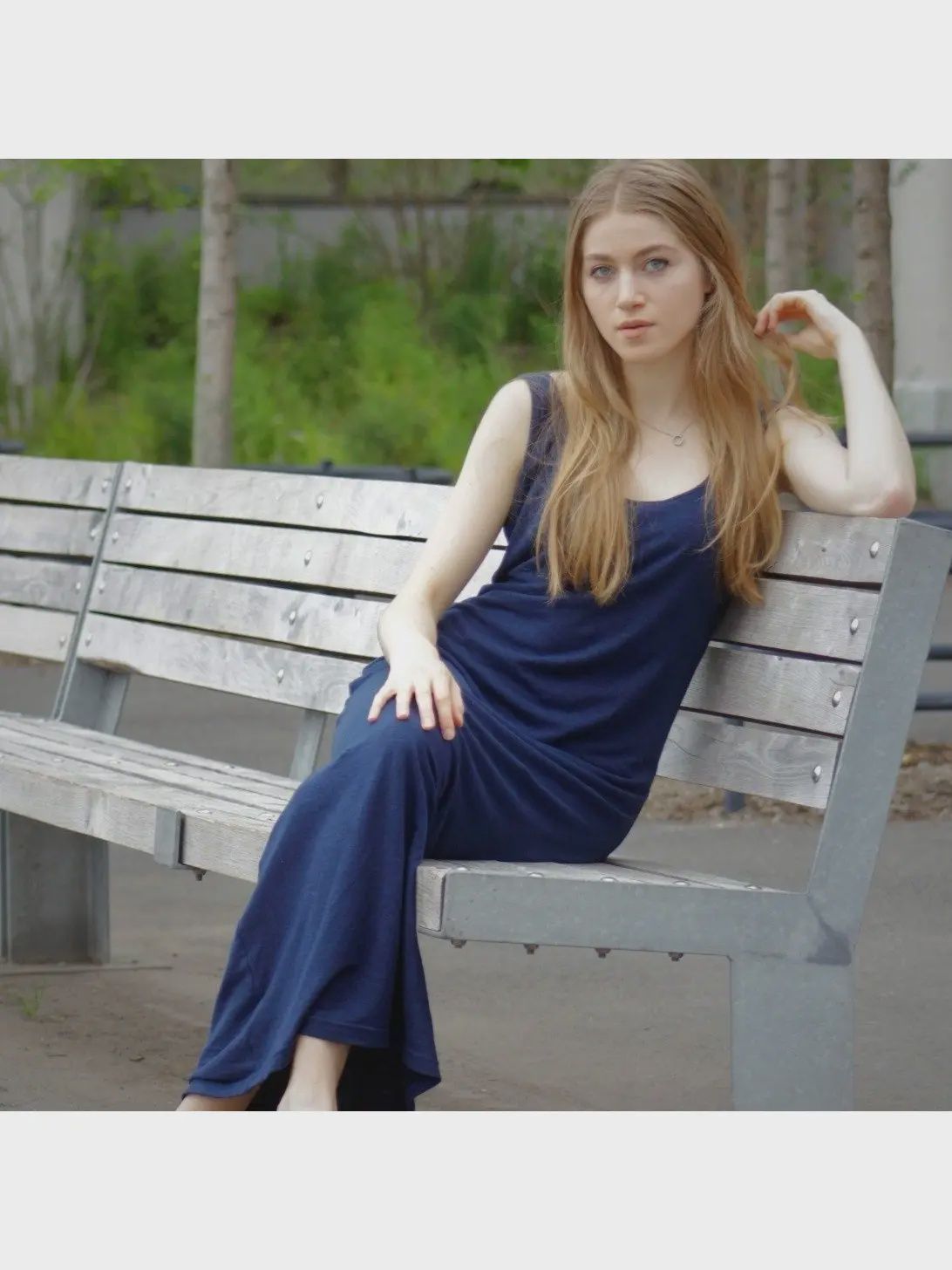 Hemp Maxi Dress-Blue