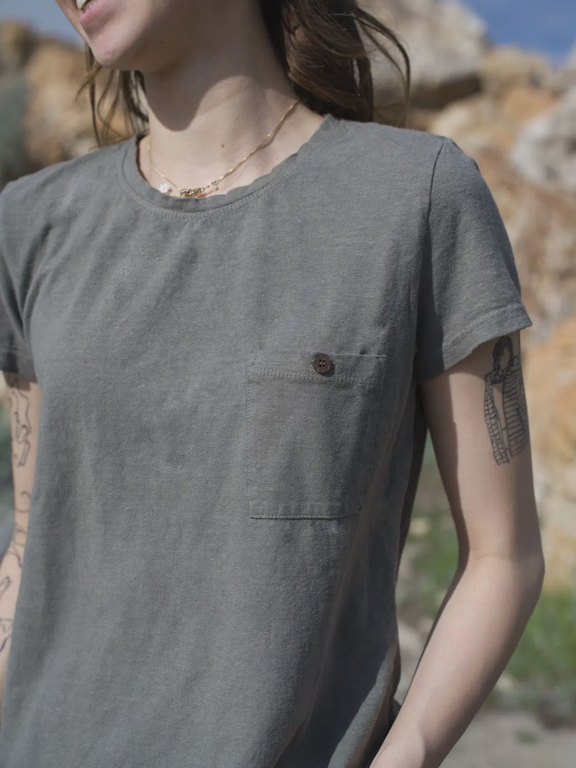 Women&#39;s Suna Hemp &amp; Organic Cotton Tee-Stone