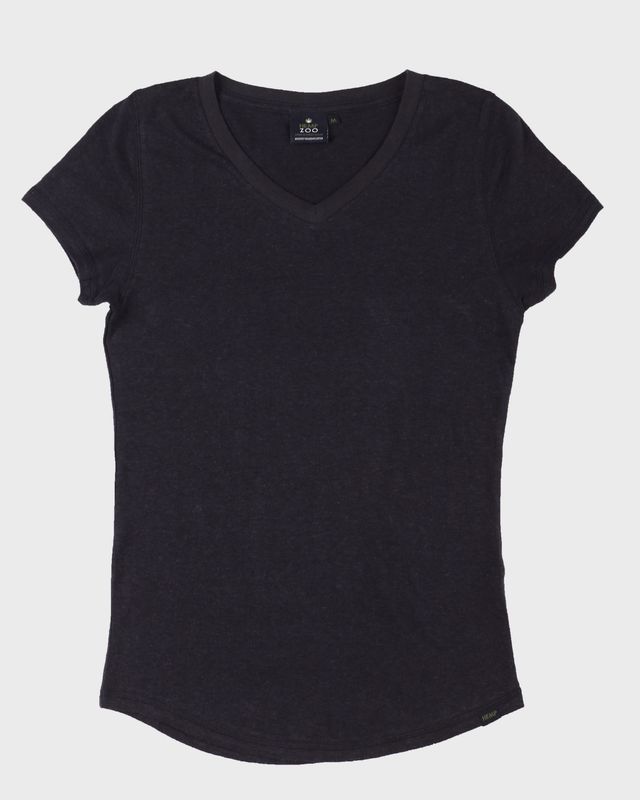 Hemp V Neck Scoop Womens Armor-Black