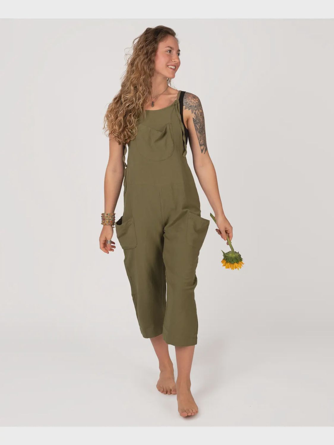 Hemp Slouchy Overall-Moss