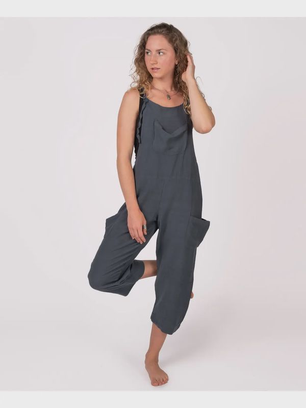 Hemp Viscose Slouchy Overalls - Midnight