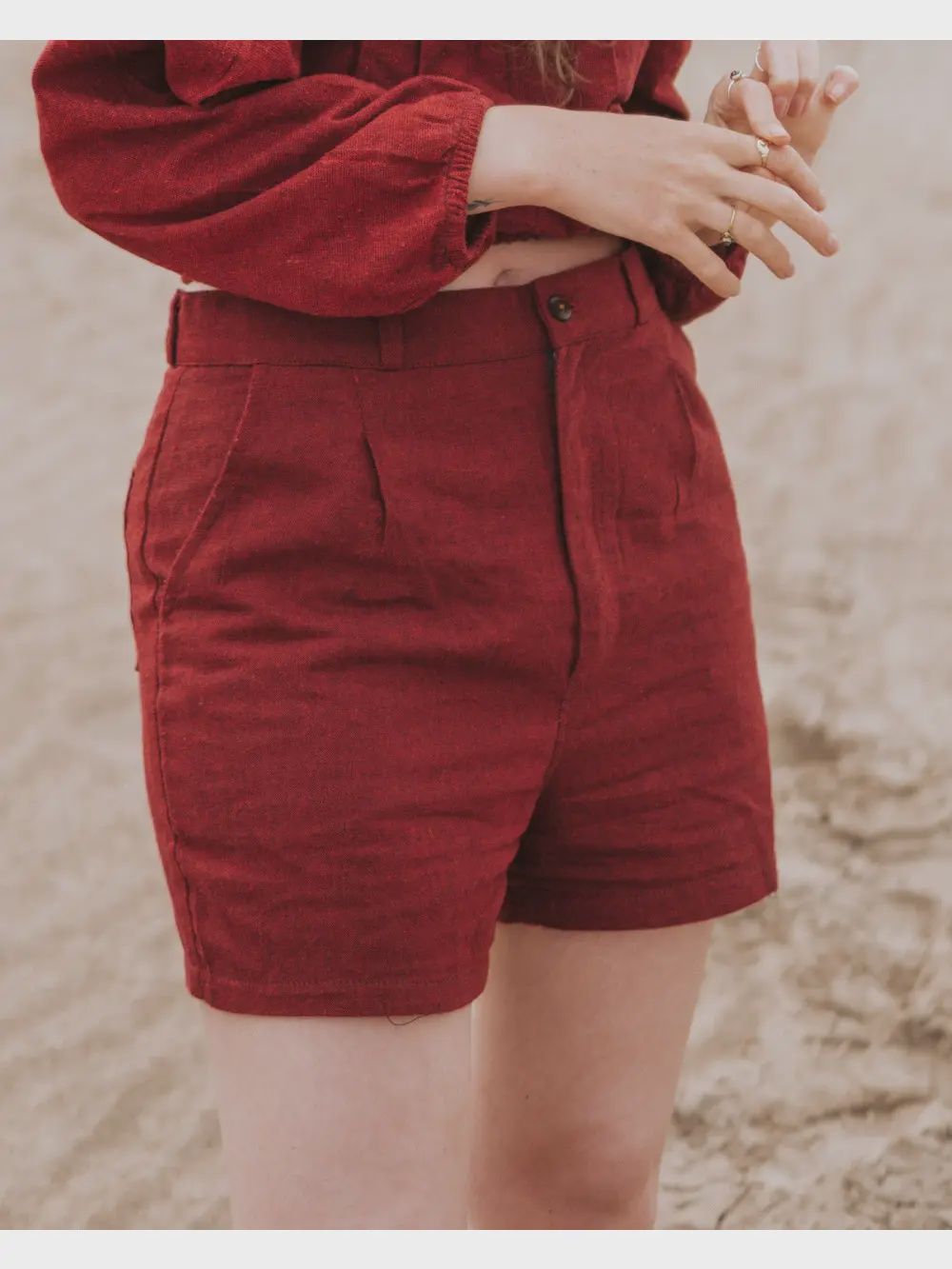 Hemp Shorts Burgandy Size 14