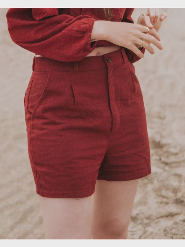 Hemp Shorts Burgandy Size 14