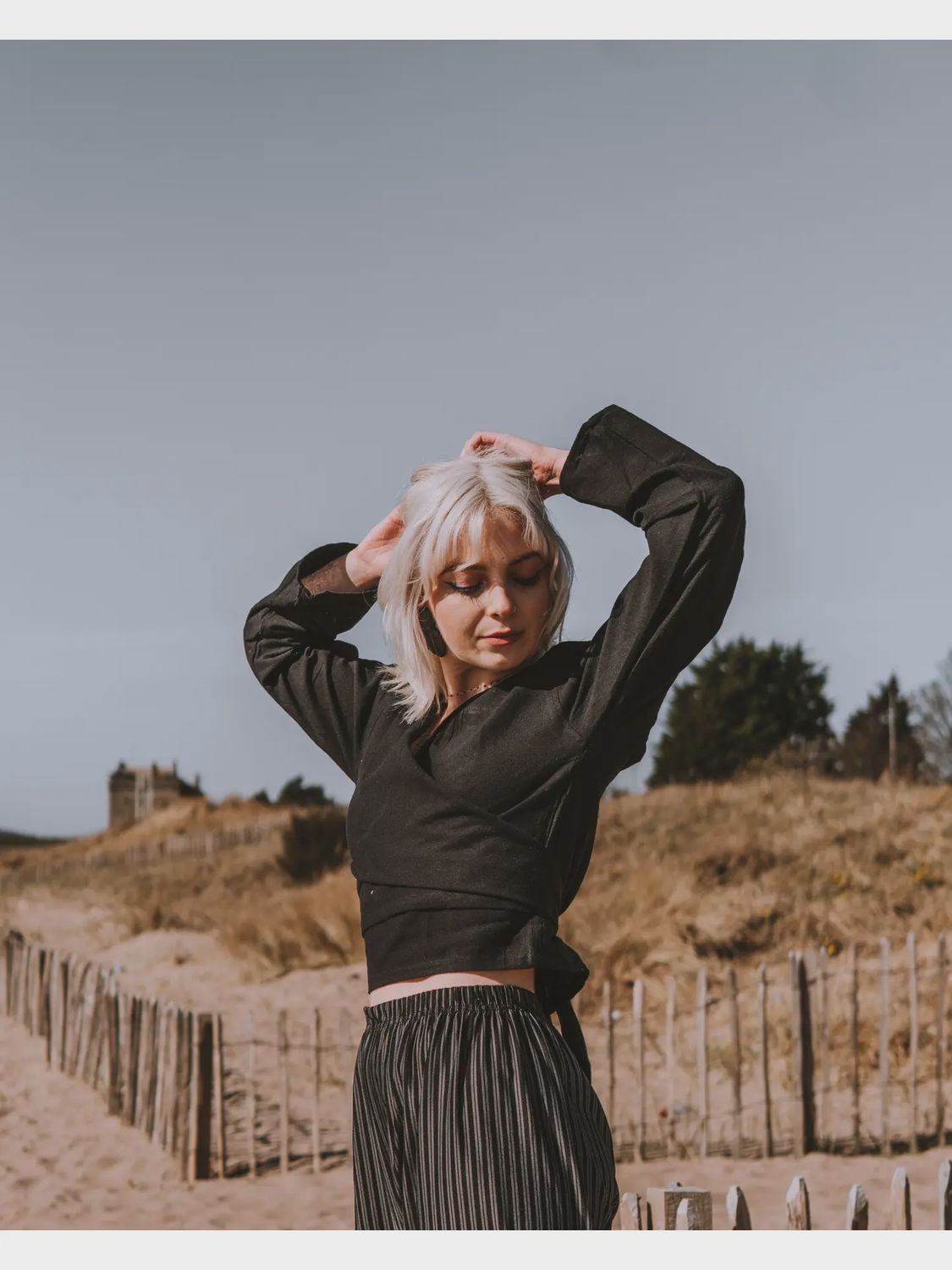 Hemp Wrap Top-Black Size L