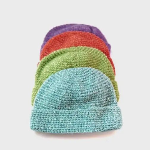 Hemp + Wool Blend Knit Fold Hat, Fleece Lined
