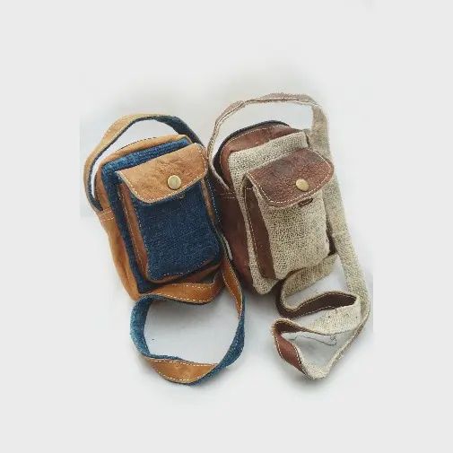 Small Hemp and Leather Crossbody