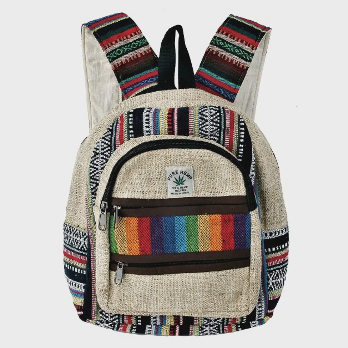 Medium Hemp Rainbow Back Pack - 15&quot; x 13&quot;. HH-25