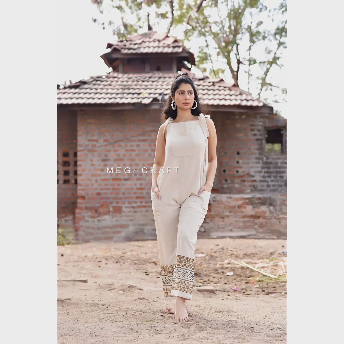 Hemp Border Print Jumpsuit