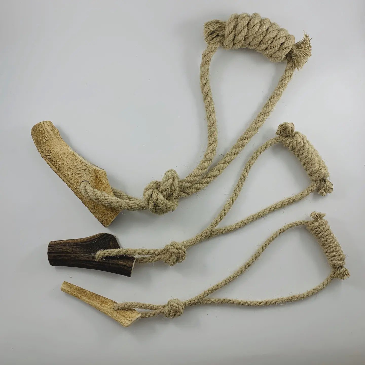 Hemp rope and antler dog toy
