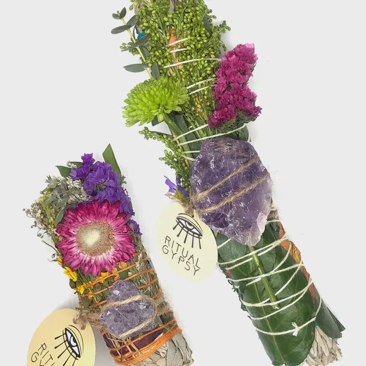 Ritual Sage Wand + Amethyst - (9&quot;)