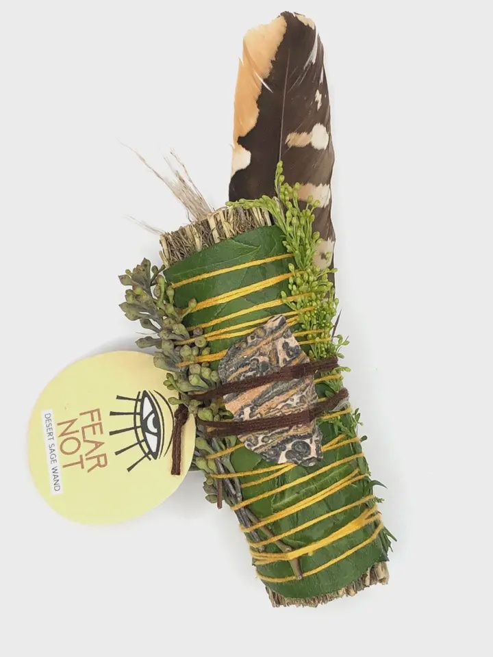 &#39;fear Not&#39; Ritual Wand (Desert Sage + Leopardskin Jasper)
