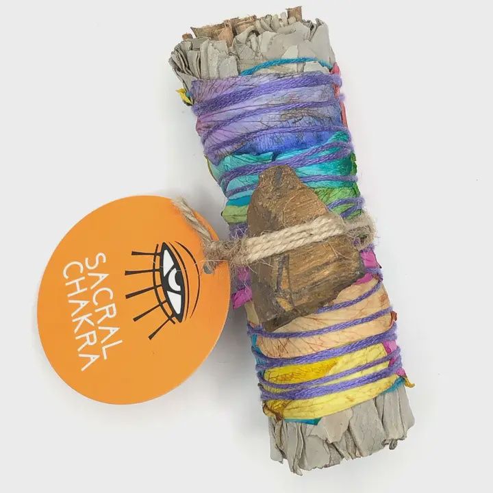 Chakra Sage Wand-Sacral w/Tiger&#39;s Eye