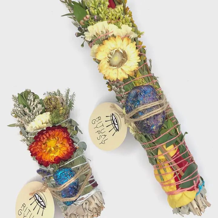 Ritual Sage Wand + Peacock Ore - (9&quot;)