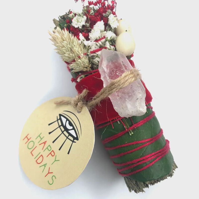 ‘Happy Holidays&#39; Wand (Cedar + Clear Quartz)