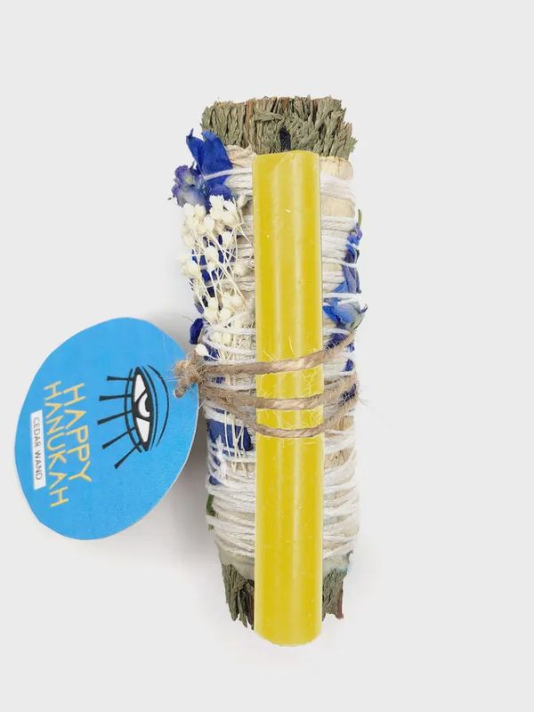 Hanukkah Ritual Wand (Cedar + Yellow Candle)