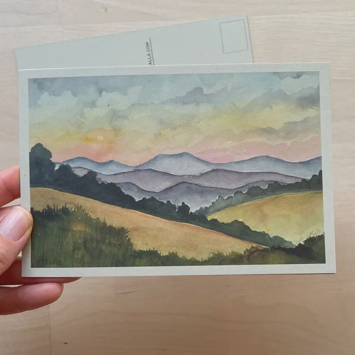 Blue Ridge Mountain Sunset Postcard, Recycled Hemp Paper