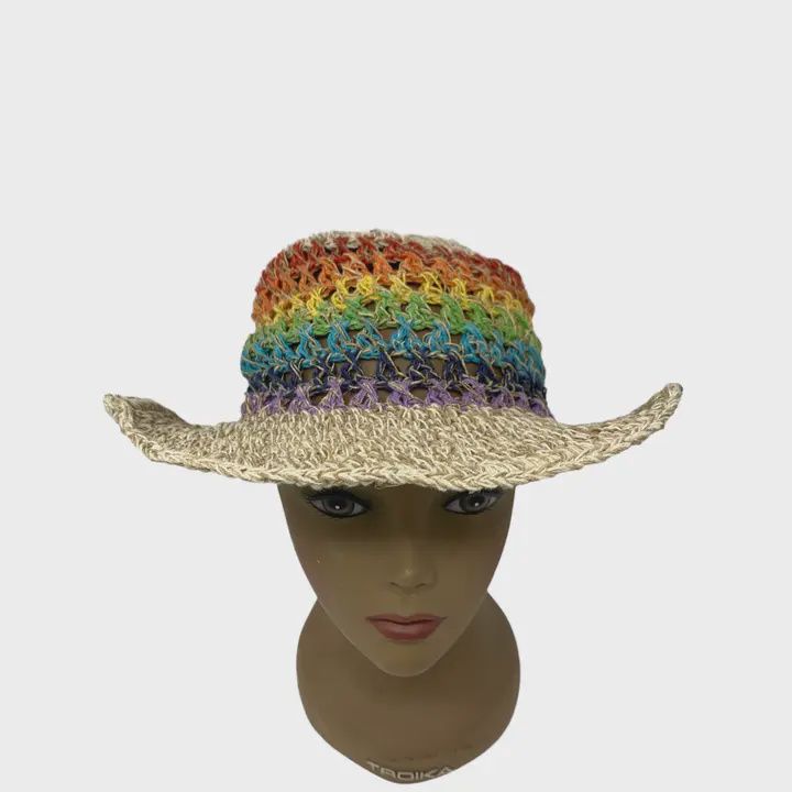 Rainbow Banded Hemp Sun Hat