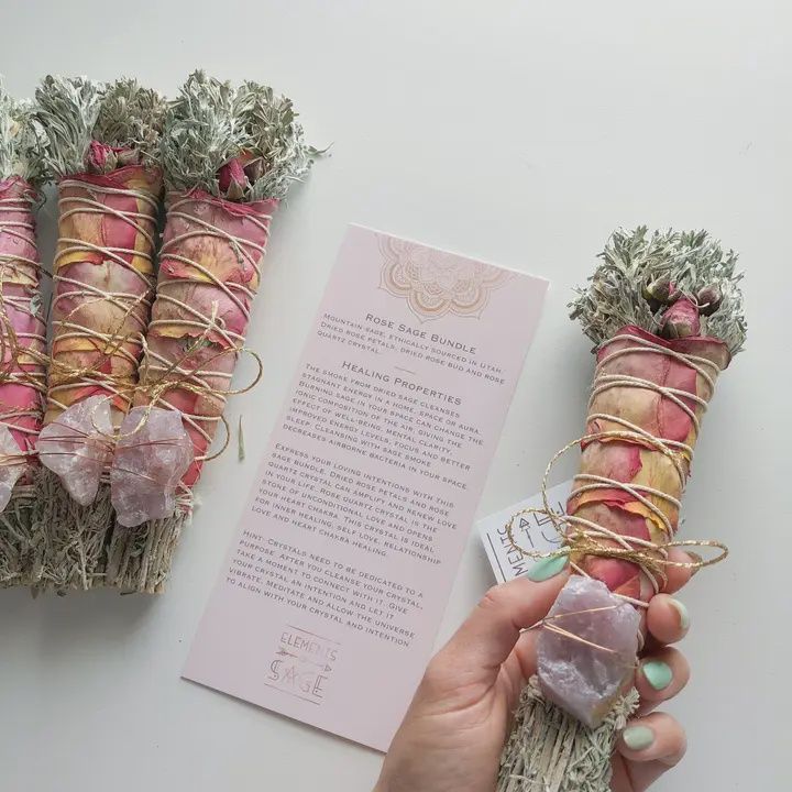 Sage Bundle Large Rose &amp; Crystal