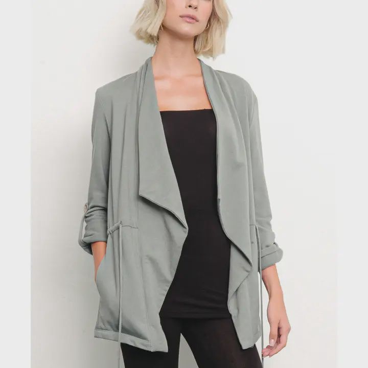 Hemp Drawstring Jacket-Olive