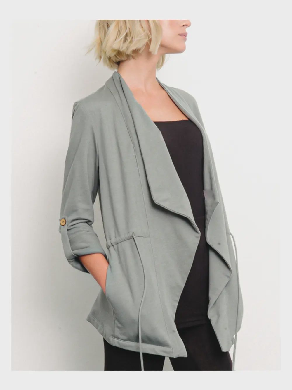 Hemp Drawstring Jacket-Grey