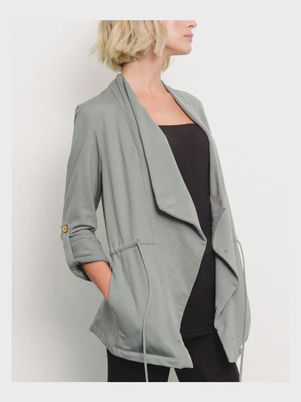 Hemp Drawstring Jacket-Grey