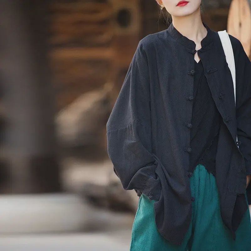 Long Button Detail Shirt-Black