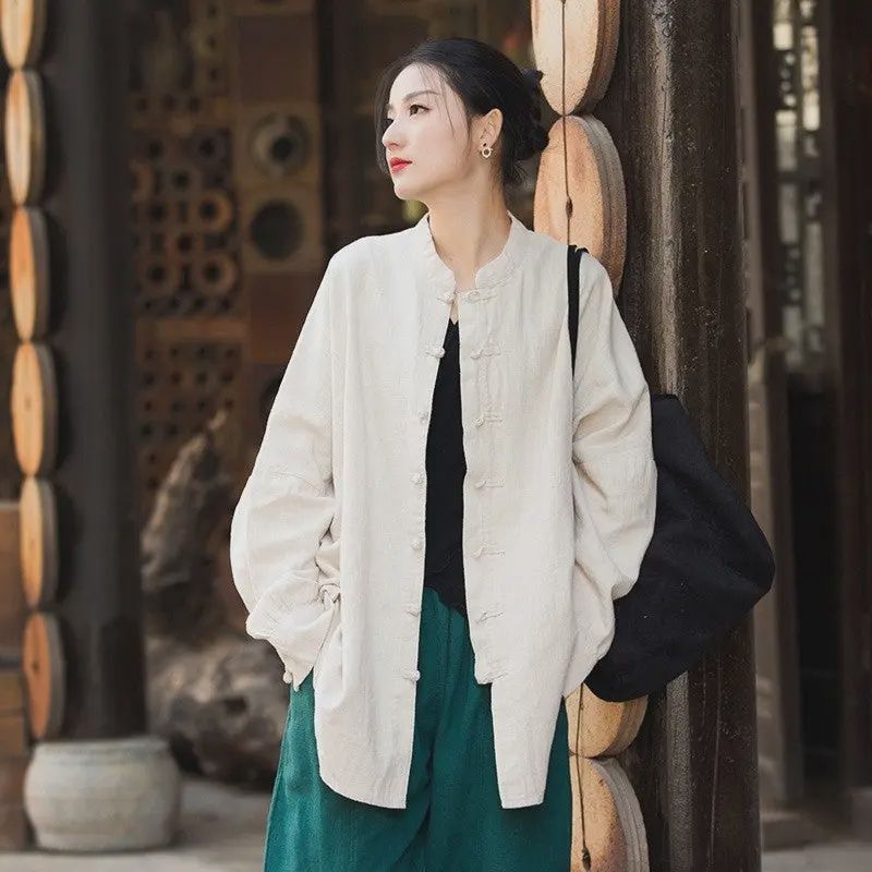 Long Button Detail Shirt-Linen