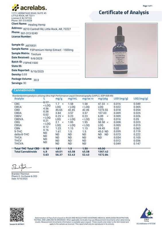 Healing Hemp 1500mg Pain Boost Tincture-Mint