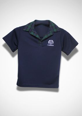 Navy Sports Knit Tartan Collared Shirt