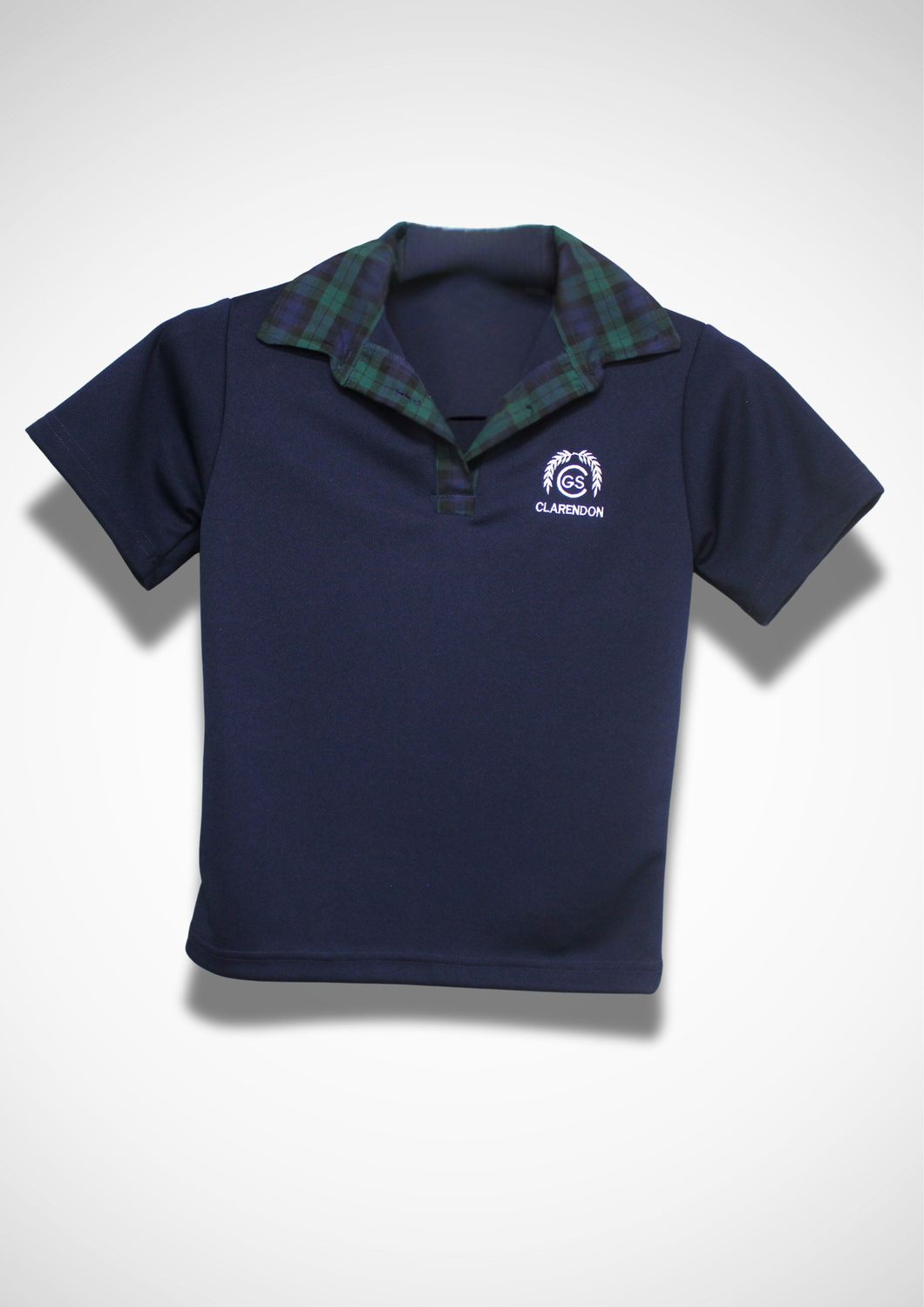 Navy Sports Knit Tartan Collared Shirt, Size: 5-6