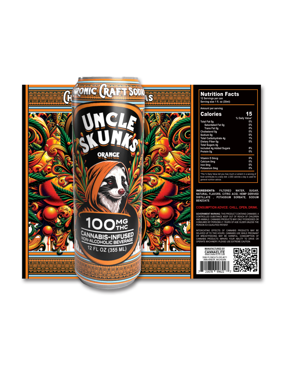 Delta 9 THC - Beverage - Uncle Skunk - Orange 100mg