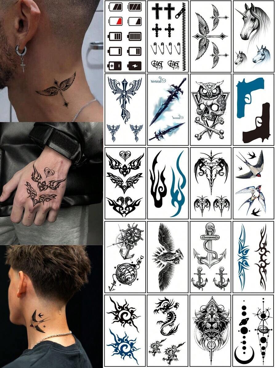 20Pcs Temporary Tattoos Stickers 