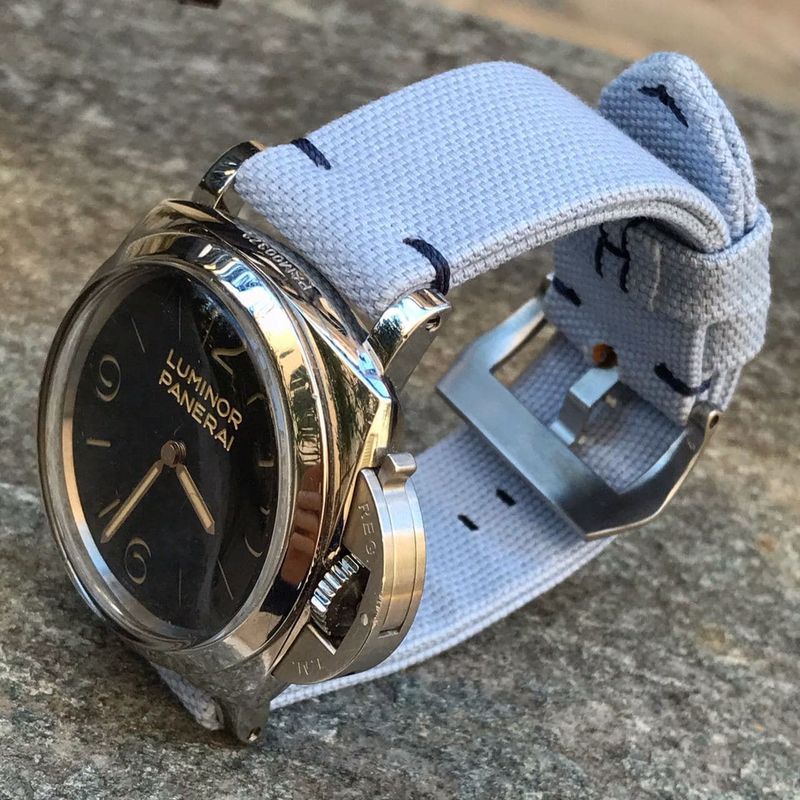 Light Blue Rolled Canvas Strap