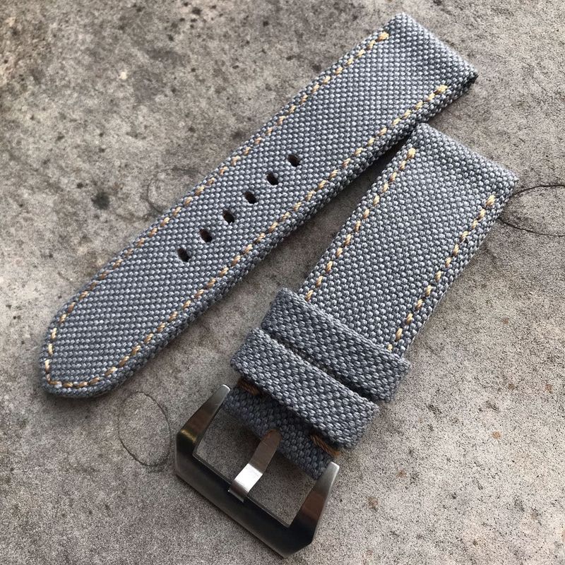 Gray Rolled Canvas Strap