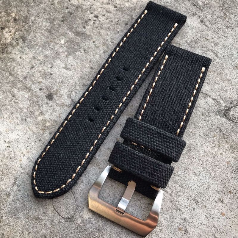 Black Rolled Canvas Strap