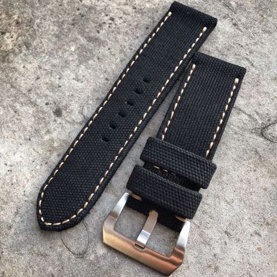 Black Rolled Canvas Strap
