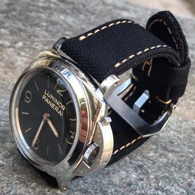 Black Rolled Canvas Strap