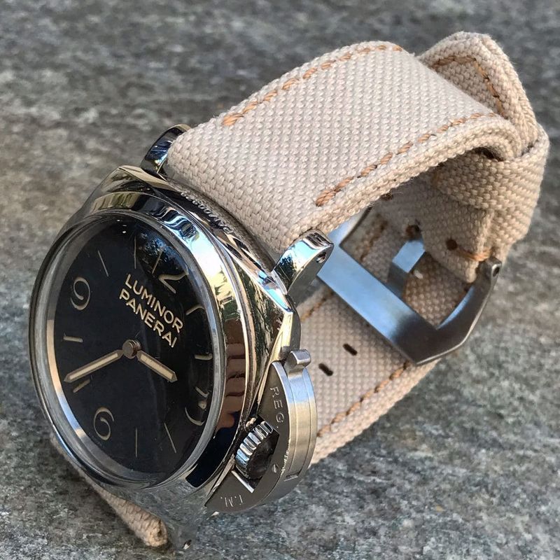 Cream Rolled Canvas Strap