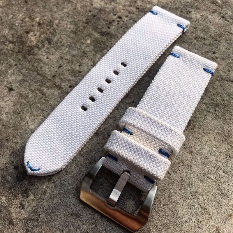 White Rolled Canvas Strap