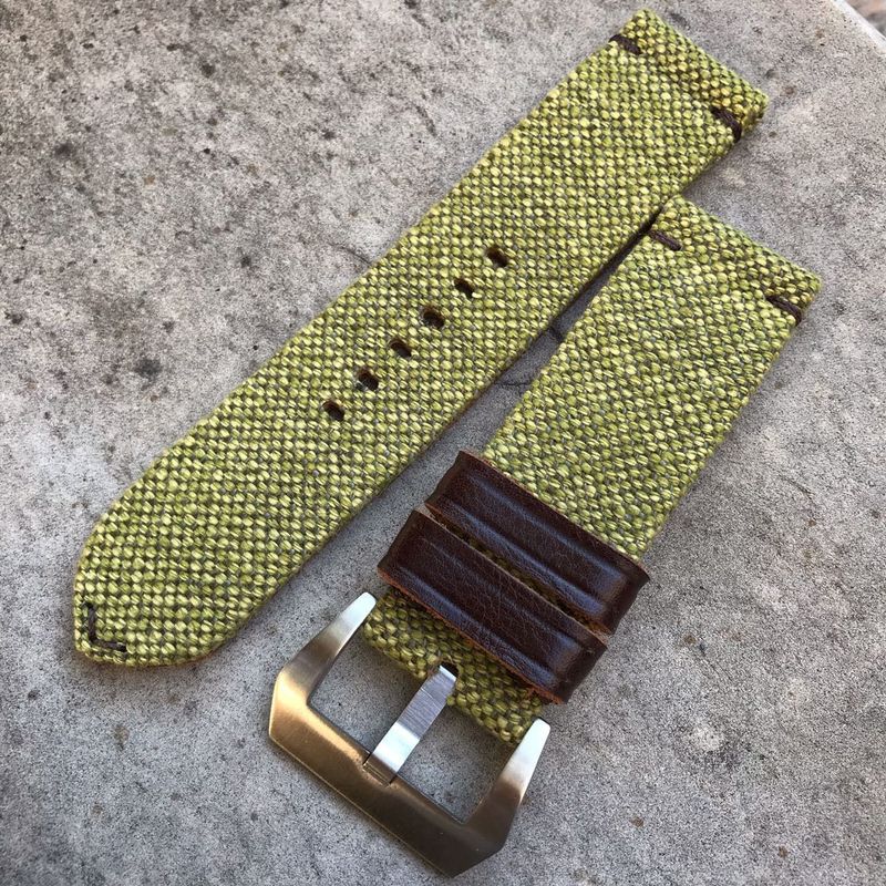 Green Leather Backed Canvas Strap