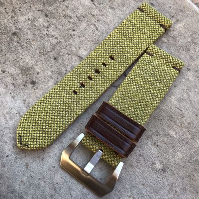 Green Leather Backed Canvas Strap