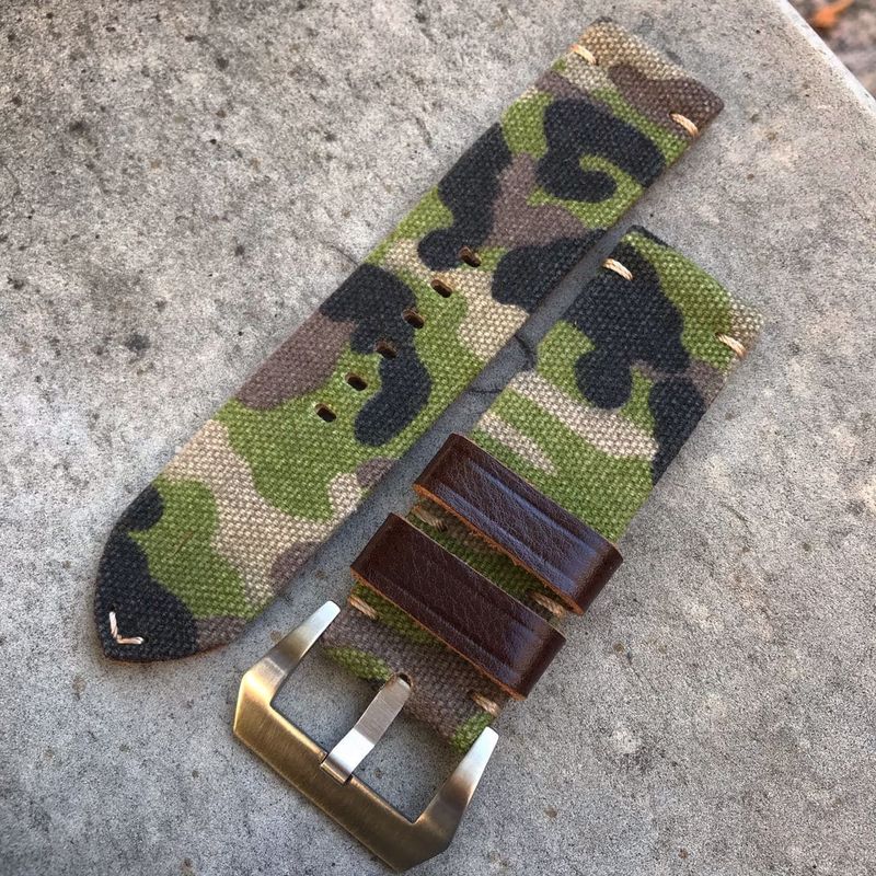 Camouflage Leather Backed Canvas Strap