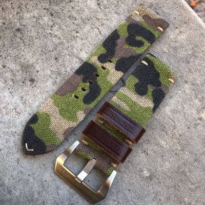 Camouflage Leather Backed Canvas Strap