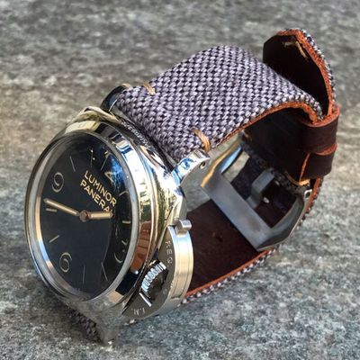 Gray Leather Backed Canvas Strap