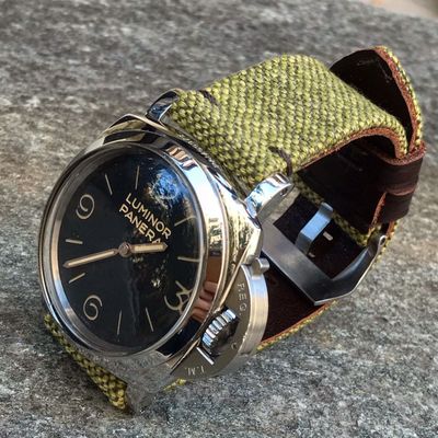 Green Leather Backed Canvas Strap